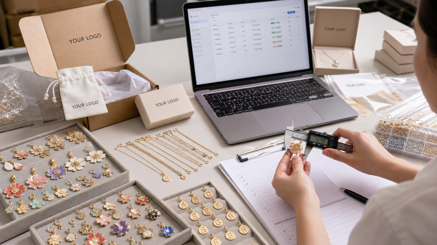 Quality control and private-label packaging workflow for floral earrings and personalized jewelry sellers