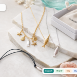 Artshiney sardine necklace seller guide cover with fish charm jewelry, YOUR LOGO packaging, and Support platform strip