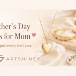 Mother’s Day jewelry gifts for mom featuring gold necklace, bracelet and elegant accessories by Artshiney