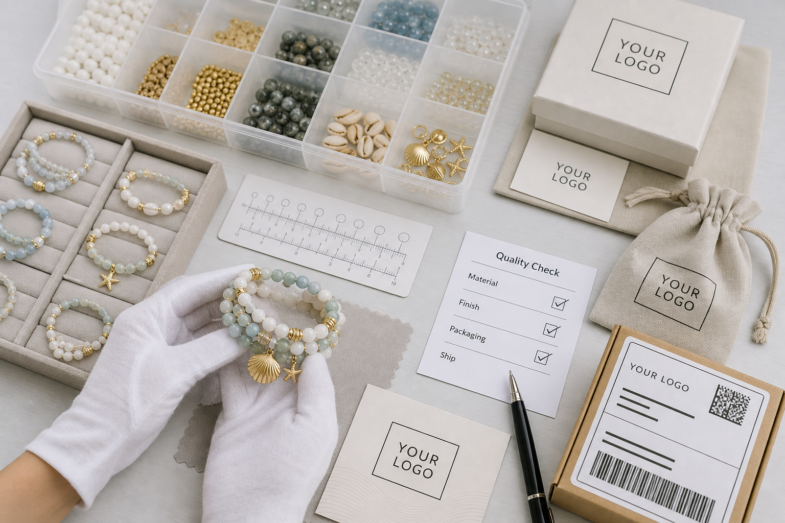 Quality control and private-label packaging workflow for beaded bracelet stack sellers