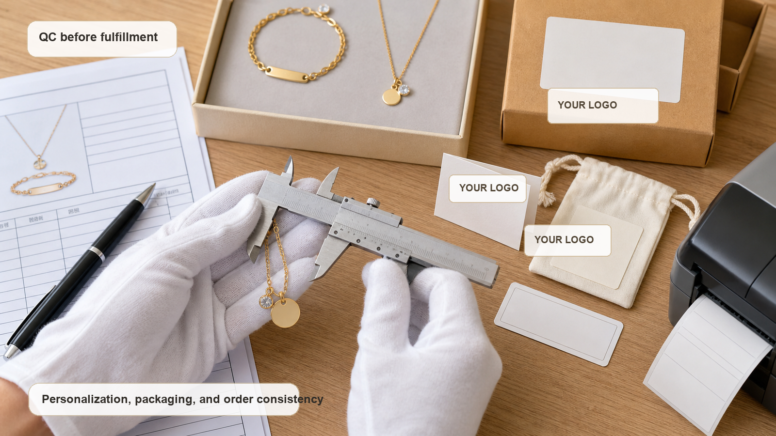 Quality control and private-label packaging workflow for personalized jewelry ecommerce sellers